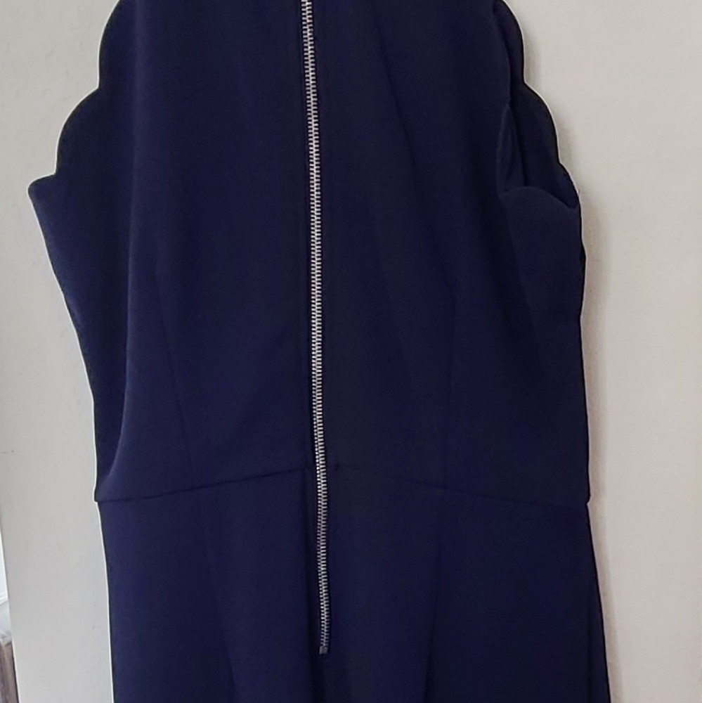 Blue Scalloped High Neck Pant Suit/Romper - Picture 4 of 6
